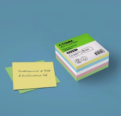 Блок-куб 90*90*45 цветной, непроклеенный, инд.уп., Стамм - фото 6