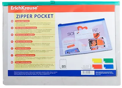 Папка на молнии В5 прозрачная, Erich Krause - фото 1