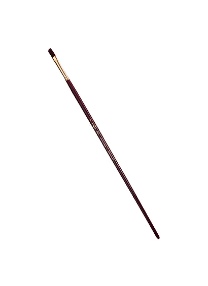 Кисть художественная Вернисаж, синтетика бордовая, плоскоовальная, длинная ручка №6, Гамма - фото 1