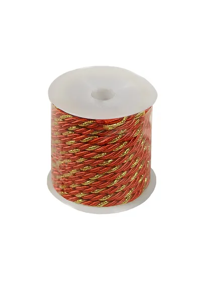 Шнур декоративный на пластиковой бобине 3мкрасно-золотой - фото 1