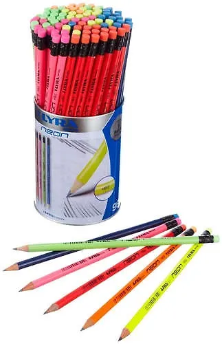 Карандаш Neon, чернографитный HB с ластиком - фото 1