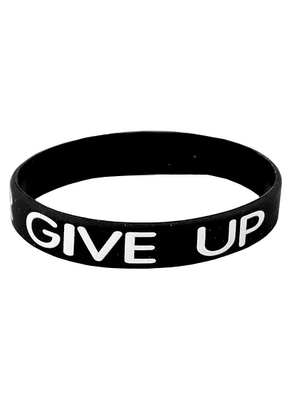 Браслет Never give up (черный) (силикон) (20,2 см) - фото 3