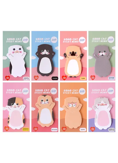 Закладки самоклеящиеся 6*11 см 30 листов, "Hoho cat", в ассортименте - фото 11