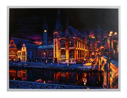 Скретчинг 30*40см Ночные города "Вечер в Генте" - фото 2