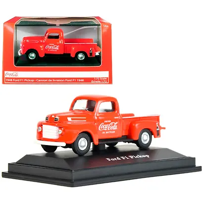 472001 Машинка литая коллекционная Motor City Classics - Die-сast модель по лицензии Coca-Cola 1948 Ford F1 Pickup, масштаб 1:72 - фото 1