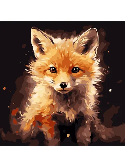Холст с красками по номерам "Малыши. Маленькая лисица", 30 х 30 см - фото 2