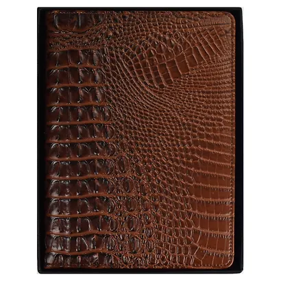 Ежедневник недат. А5+ 160л 175*245 "Аллигатор" коричневый, кожзам, тв.переплет, обл.поролон, блинтовое тиснение, офсет, ляссе, подар.упаковка - фото 3