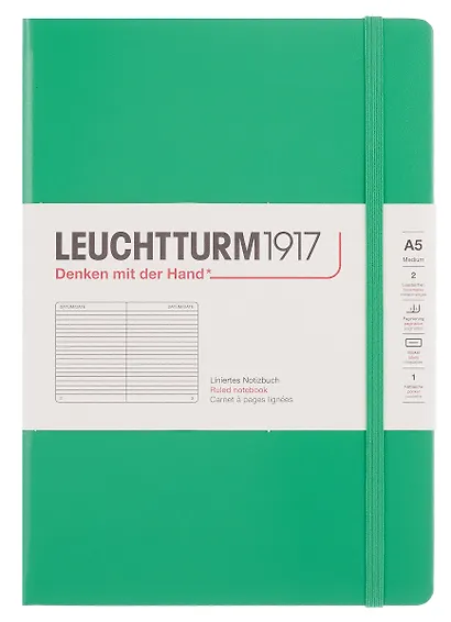 Книга для записей A5 125л лин. "Medium" тв.обложка, цвет весенний листок, Leuchtturm1917 - фото 1