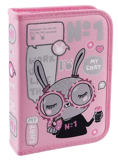 Пенал 1 отделение "В модном чате" 20*14, ткань/картон - фото 1