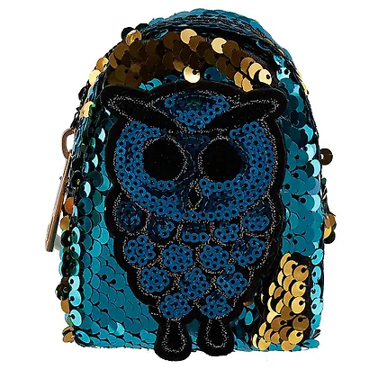 Сумочка-рюкзачок на молнии с пайетками Сова (10см) (ПВХ бокс) - фото 6