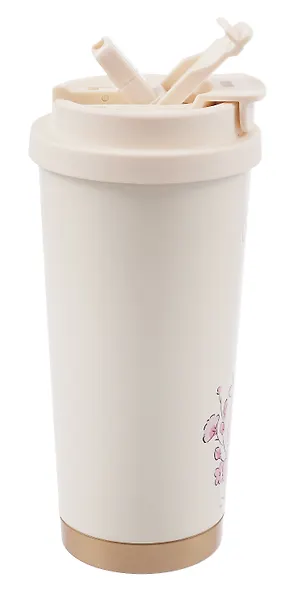 Термостакан Котик в розовых цветах (пластик/металл) (500мл) (12-7306-202510-STB-29) - фото 2