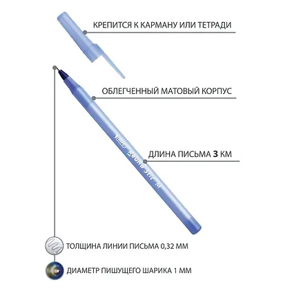 Ручка шариковая Bic, Round Stic, синяя 1 мм - фото 6