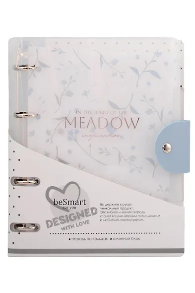 Тетрадь в клетку Meadow. Голубой, 120 листов, на кольцах, InFolio - фото 1