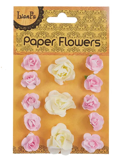 Набор для творчества. Цветы "Paper Flower", 3 больших + 10 маленьких, молочные и розовые - фото 1