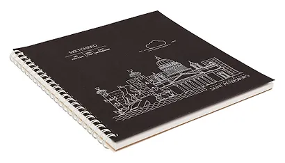Скетчбук 195*195 20л "Ночной Санкт-Петербург" акварел. бумага, 200г/м2, черный дизайнерский картон, тиснение фольг. серебро, евроспираль - фото 2
