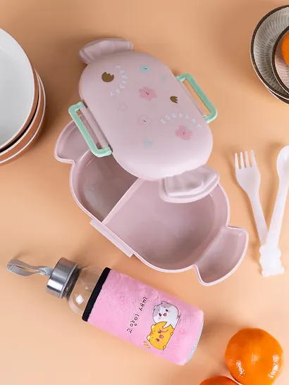 Набор Бутылка в чехле велюр Kawaii Котики Enjoy the little things (стекло) (300мл) (12-07599-KWI2)+Ланч-бокс Кролик Kawaii 1000мл (пластик) (20х13х7) (12-34435-LB5) - фото 10