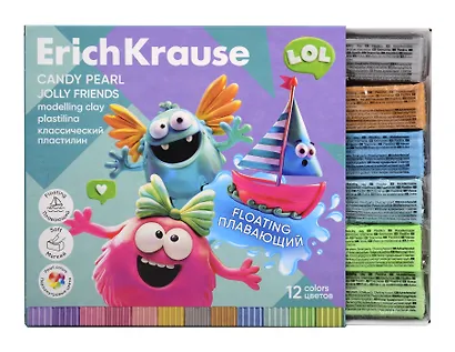 Пластилин 12цв 216гр "Jolly Friends Candy Pearl" к/к., стек, ERICH KRAUSE - фото 2