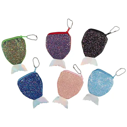 Кошелек на молнии с блестками Хвост русалки (13см) (текстиль) - фото 3