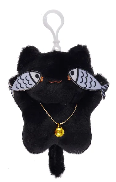 Брелок Котик с рыбками (текстиль) (12см) (12-1644-202405-T7) - фото 1