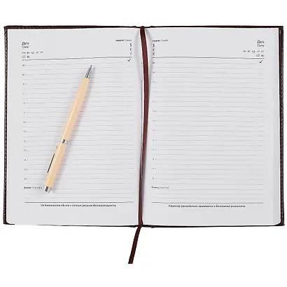 Ежедневник недат. А5 160л "Сариф эконом" коричневый, кожзам, тв.переплет, обл.поролон, офсет, ляссе - фото 3