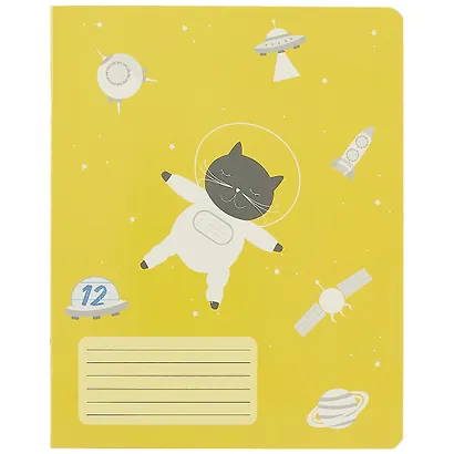 Тетрадь в линейку Academy Style, "Кот в космосе", 12 листов, в ассортименте - фото 5