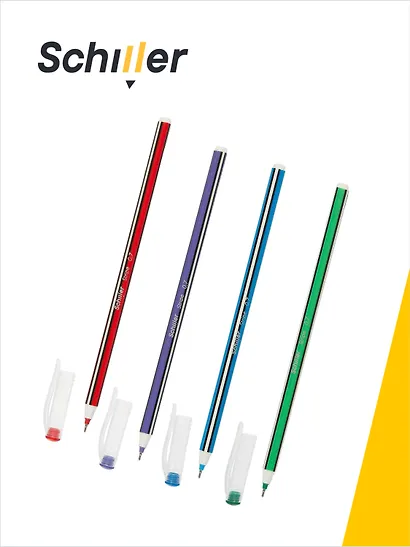 Ручки шариковые синие 12 штук "Stripe" 0,5 мм, Schiller - фото 3