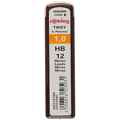 Грифели 1.0мм 12шт "Rotring Tikky" HB, Rotring - фото 1