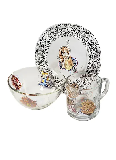 МФК-ПРОФИТ Набор посуды из 3-х предметов Monster High: салатник 125 мм, тарелка 195 мм, кружка 250 - фото 1