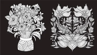 Чарующие цветы. Раскраска на черном фоне - фото 6