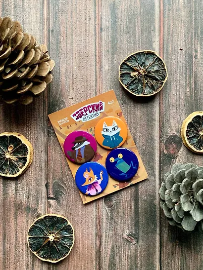 Набор значков Барсукот Очень зверский детектив (4 шт) - фото 7