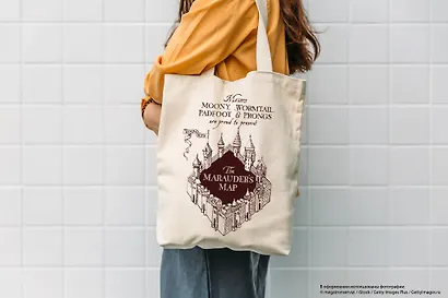Сумка-шоппер. Карта мародеров (белая, 38х42 см, длина ручек 58 см) - фото 4
