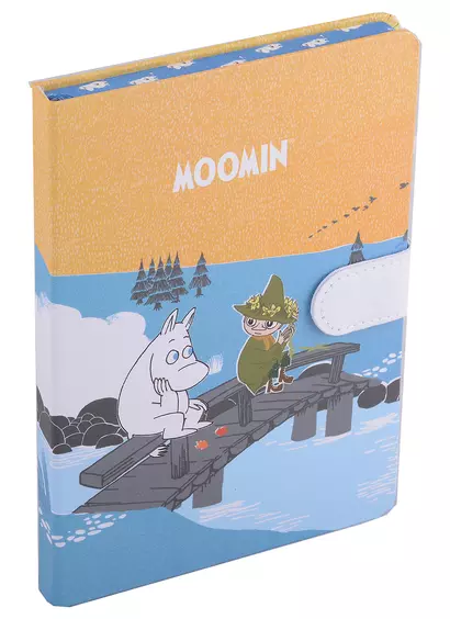 Блокнот с магнитной застежкой MOOMIN Муми-тролль и Снусмумрик на мосту (256стр) (13х19) - фото 1