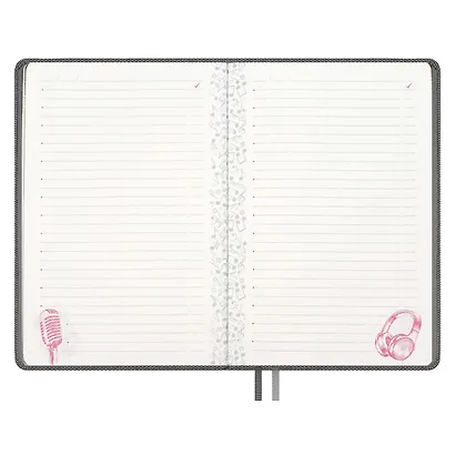 Ежедневник недат. А5 160л "Вся жизнь имузыка" Пике темно-серый, кожзам, тв.переплет, тиснение фольгой, офсет, ляссе - фото 12