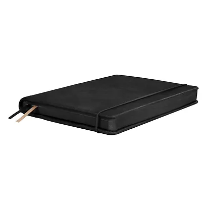 Ежедневник недат. А5 160л "Граниссо" черный, кожзам, тв.переплет, застежка-резинка, карман, тонир.блок, ляссе - фото 2