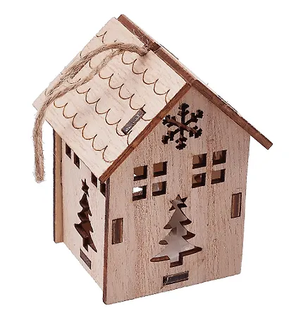 Новогоднее подвесное украшение с подсветкой Домик (7х5,5) (дерево) - фото 2