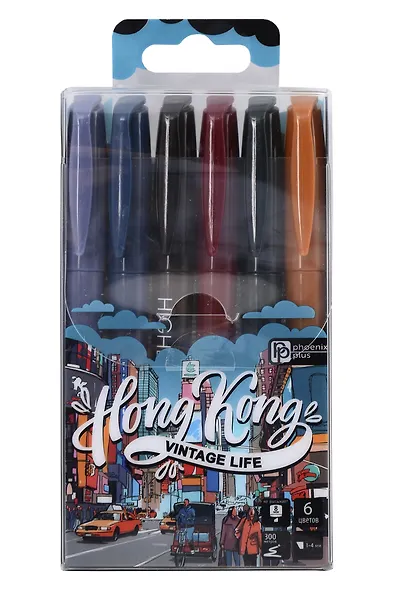 Текстовыделители 06цв "Винтаж" 1-4мм, подвес - фото 1