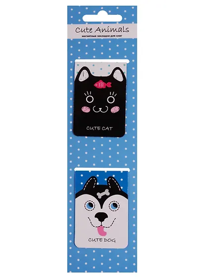 Магнитные закладки «Cute animals», голубые, 2 штуки - фото 1