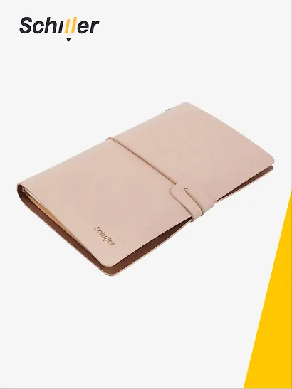 Записная книжка-органайзер А6+ лин/крафт, бежевая, кожзам, на резинке, Schiller - фото 3