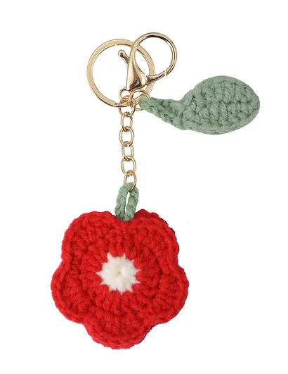 Брелок вязаный Цветок красный (текстиль) (9см) (12-4305-202507-KNIT1) - фото 2