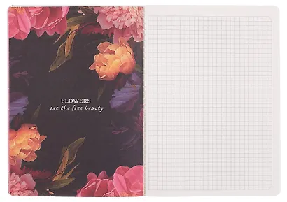 Тетрадь 40 листов в клетку "Blossom. Bouquet on black", сшивка - фото 4