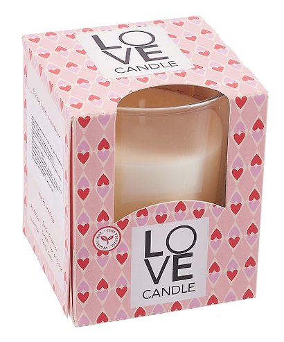 Свеча ароматическая в стакане Love candle Rosa (120г) (коробка) - фото 1