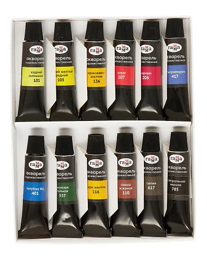 Краски акварельные 12цв "Старый мастер" худож., туба 9мл, карт.уп., ГАММА - фото 2