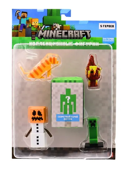 Коллекционные фигурки Minecraft Снежный голем,Ифрит,Зелёный крипер,Кот,Скрытый персонаж (MC2040D) - фото 1
