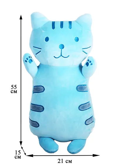 Мягкая игрушка Котик на спине, бирюзовый  (45х20) - фото 2