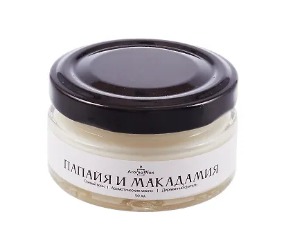Свеча ароматическая в стеклянной баночке Папайя и макадамия (50 мл) (439004789) (AromaWax) - фото 2