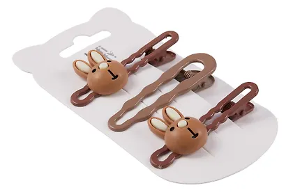 Набор заколок Зайчик мордочки матовые (3шт) (пластик) (6см) (12-03946-B88) (Lafilaf) - фото 4