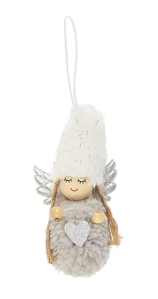 Новогоднее подвесное украшение Девочка-ангел в шапочке (текстиль) (9см) (12-06277-NY-8) - фото 5