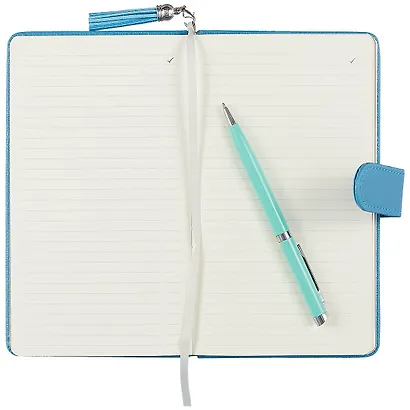 Ежедневник недат. А6+ 120л 110*190 "Буйвол" голубой, кожзам, тв. переплет, магнит.клапан, кисточка, тонир.блок, ляссе - фото 3