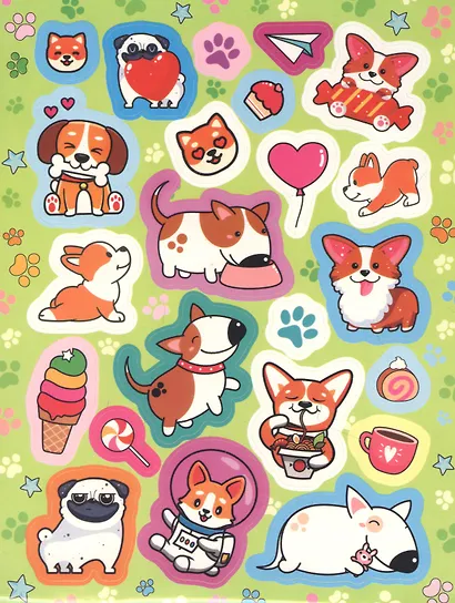 Корги и их друзья. 100 наклеек - фото 3