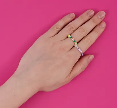 Набор колечек «Бусины», зеленое и лаванда, 2 штуки, Lafilaf - фото 5